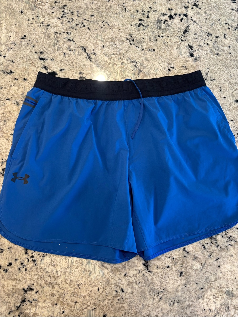 Under Armour Light Blue Workout Shorts with Black Waistband